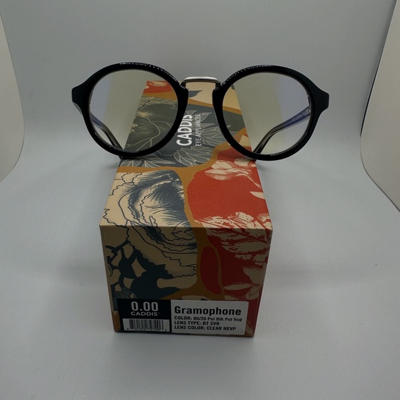 Caddis Reading Glasses Gramophone in Polished Black. 0.0x magnification - Picture 4 of 7